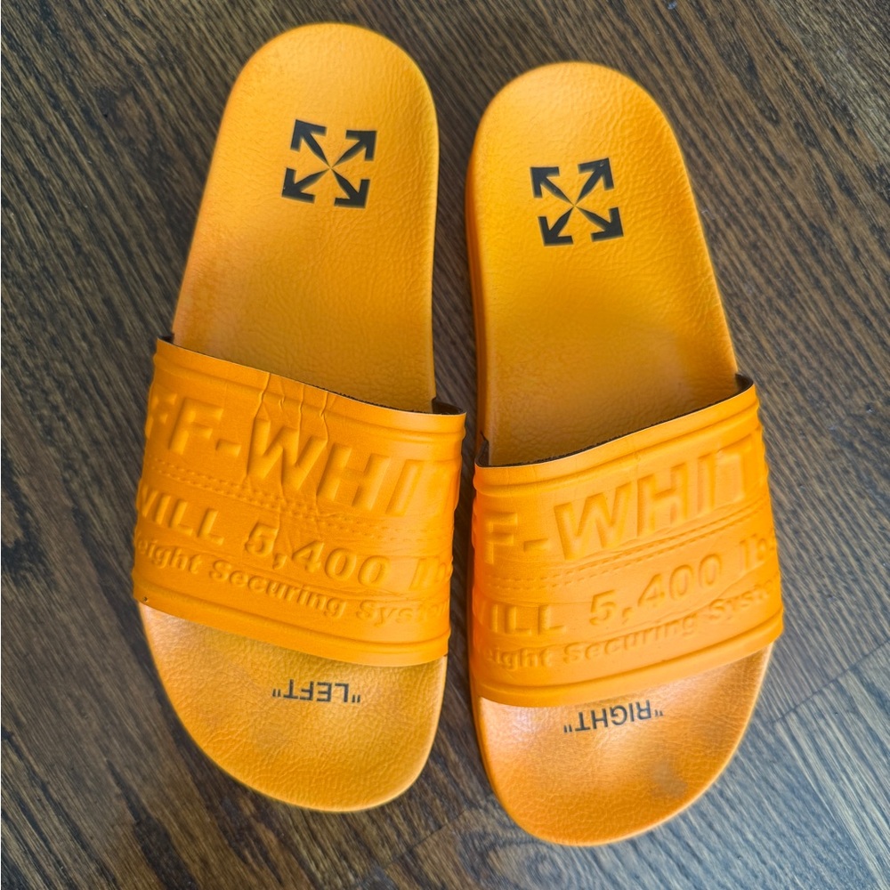 Off-White Logo Pool Slider Sandals orange size 41
